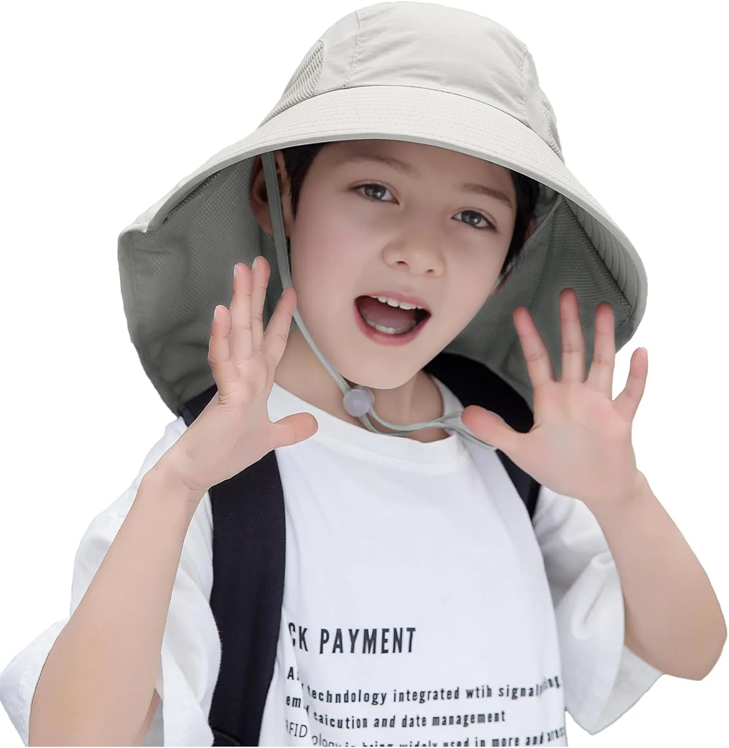 Rosoz Kids Sun Hat with Neck Flap UV Protection Summer Toddler Beach Hat Unisex Ponytail Hat Wide Brim Fishing Hat