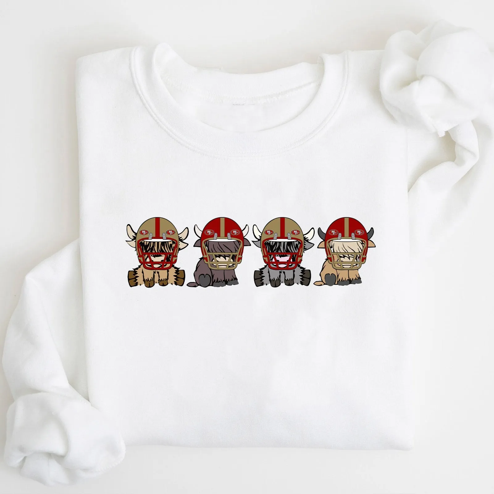 San Francisco 49ers Highland Cow Football Team Football Lovers Gift Unisex Crewneck Hoodie Sweatshirt