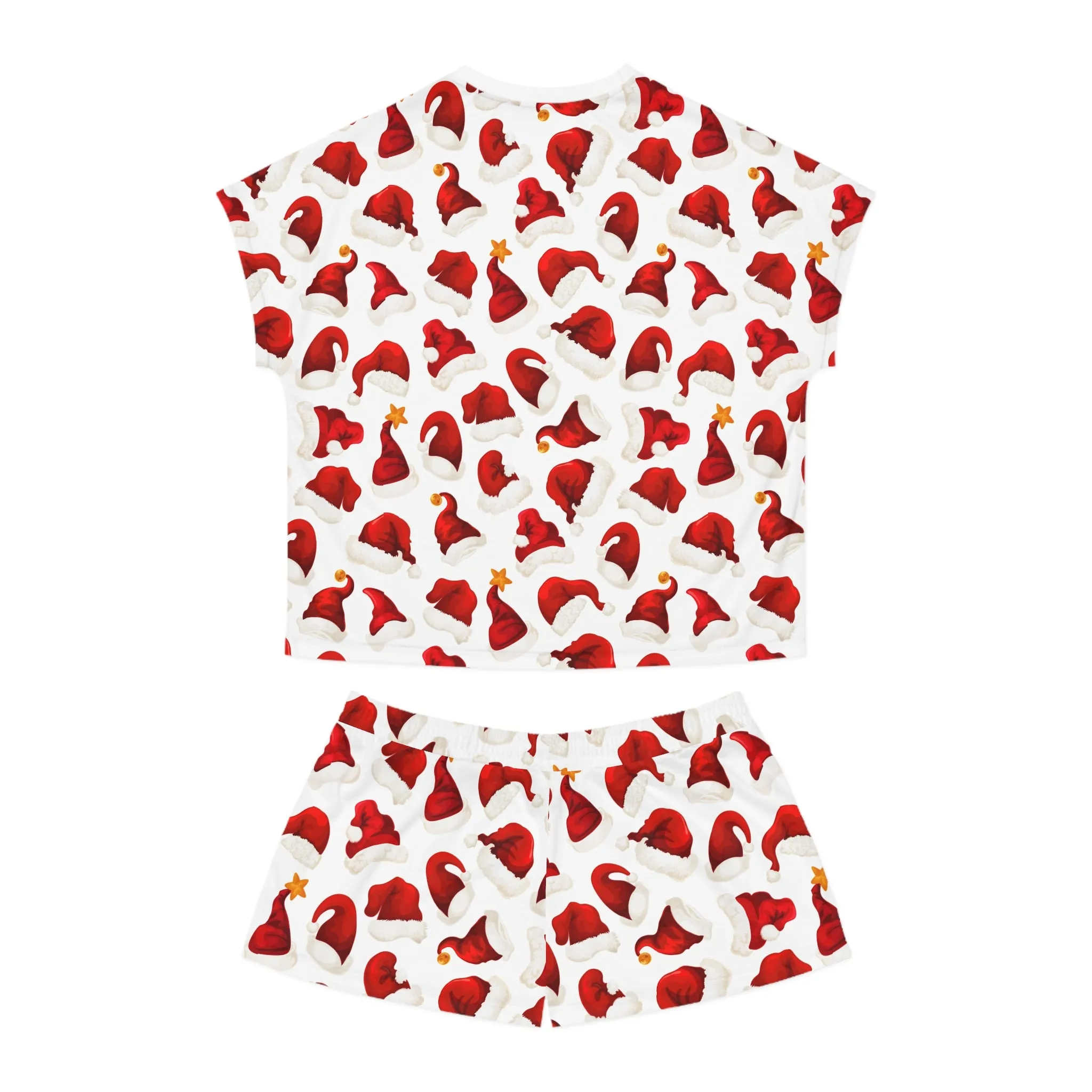 Santa Hat Womens Pajama Set - Festive Christmas Sleepwear - Holiday Gift for Her - Two-Piece Relaxed Lounge Set