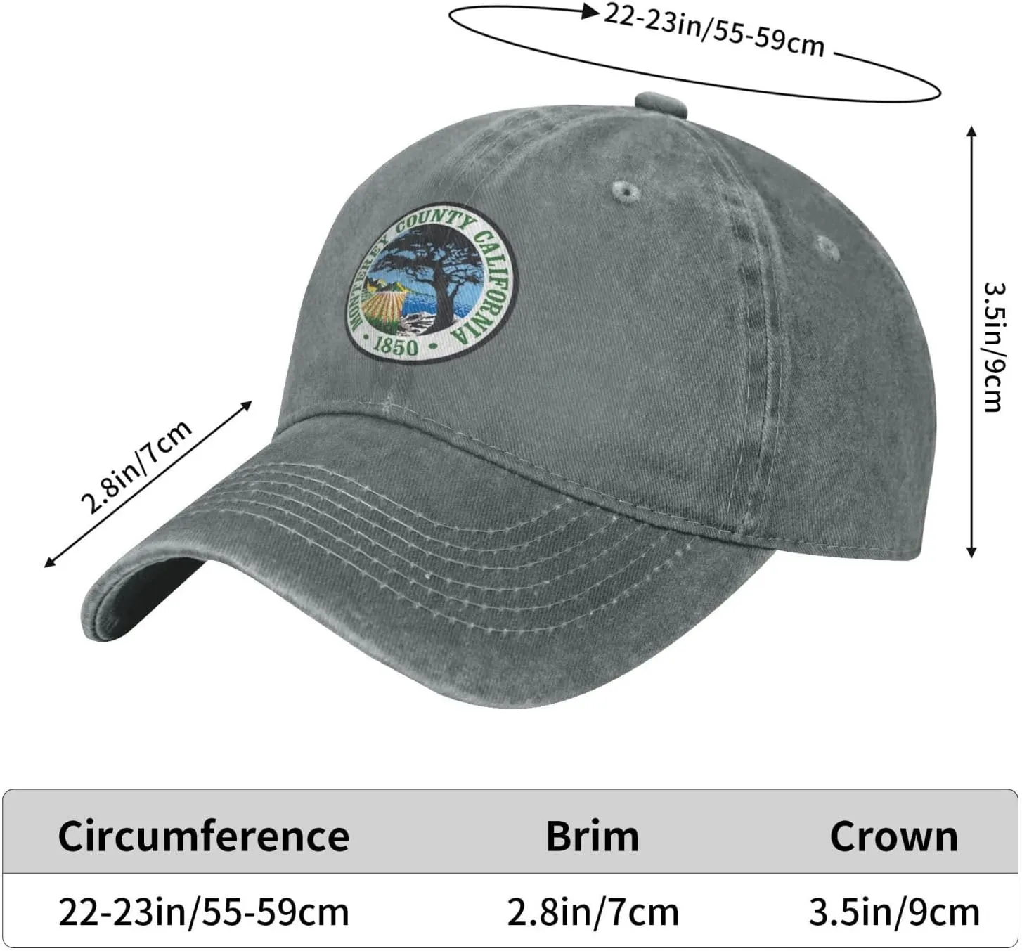 Seal of Monterey County, California Baseball Cap for Men Women Vintage Trucker Hat Golf Hats Dad Hat