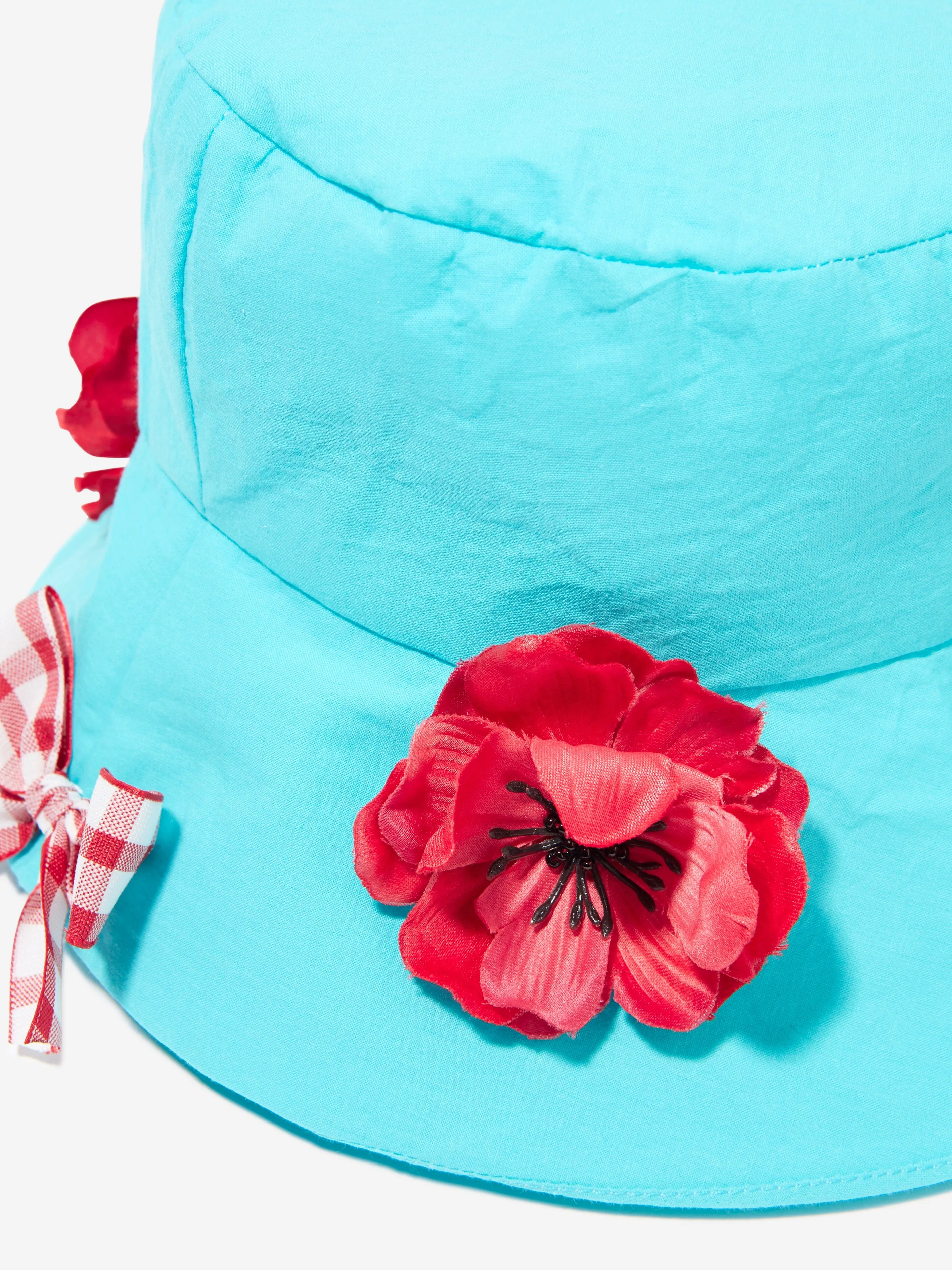 Selini Action Girls Poppy And Bows Bucket Hat in Blue