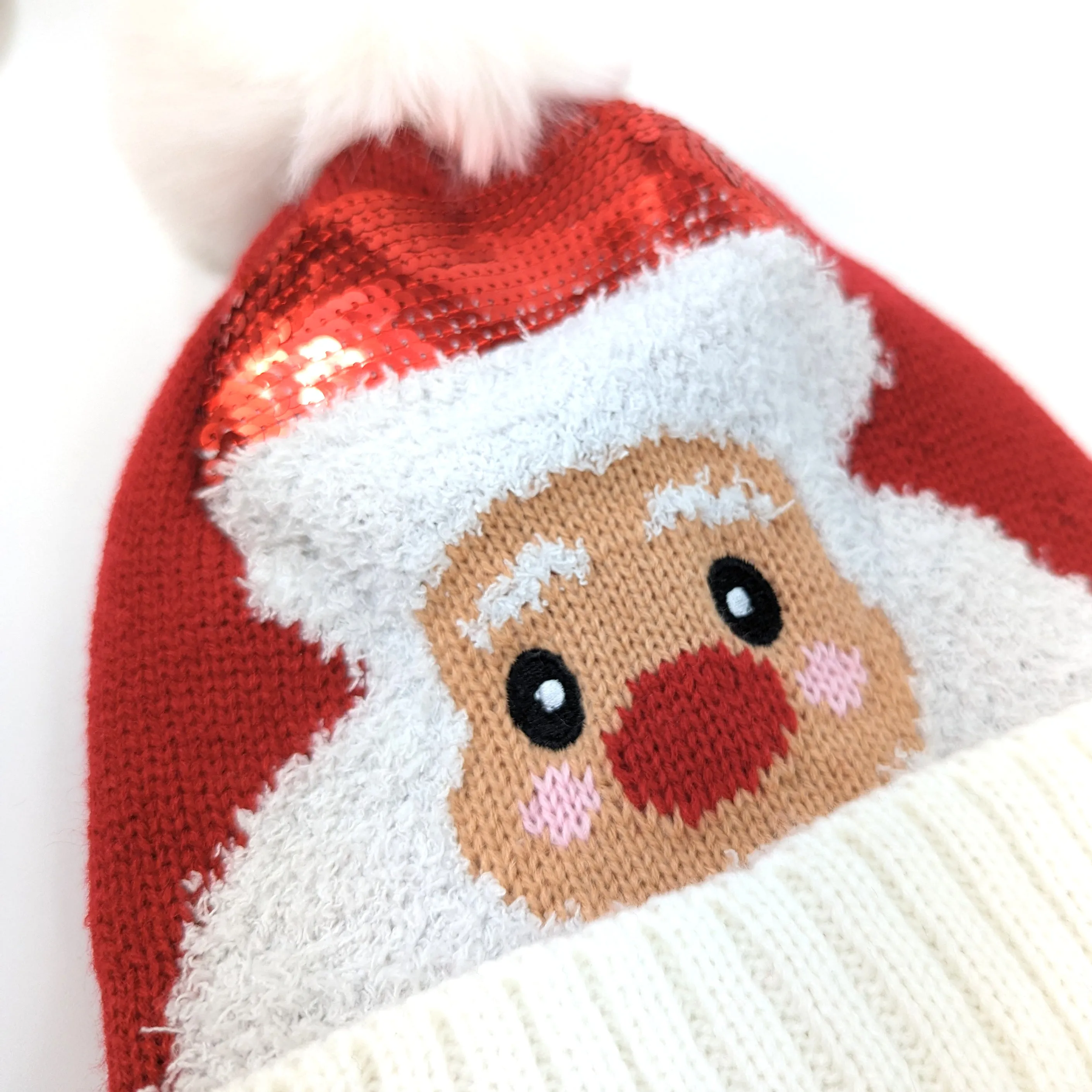 Sequin Santa Childrens Bobble Hat