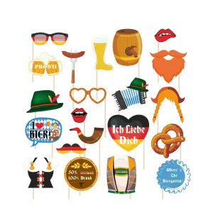 (Set of 21) Photo Booth photo props Bavarian party photo accessories decoration for funny pictures - Oktoberfest
