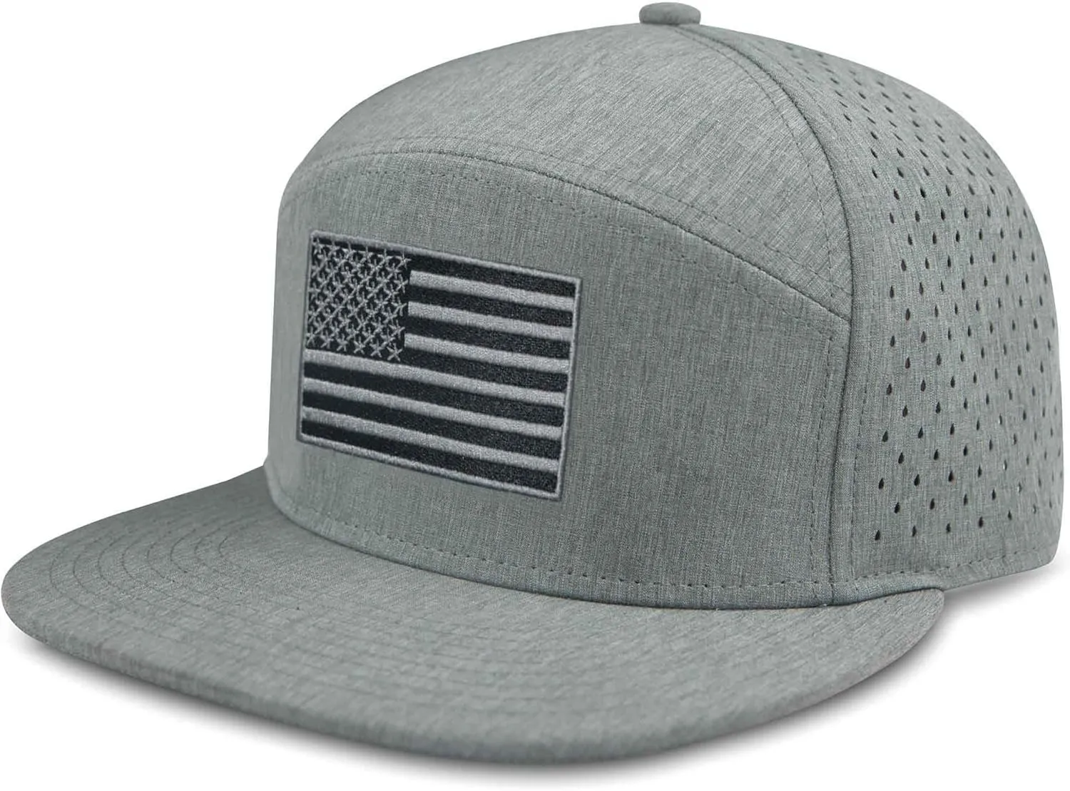 SHOHELL Flat Bill Baseball Cap, American Flag Hat, Water Resistant Snapback Hat, Flat Brim Golf Hat, Fishing & Outdoor Hats