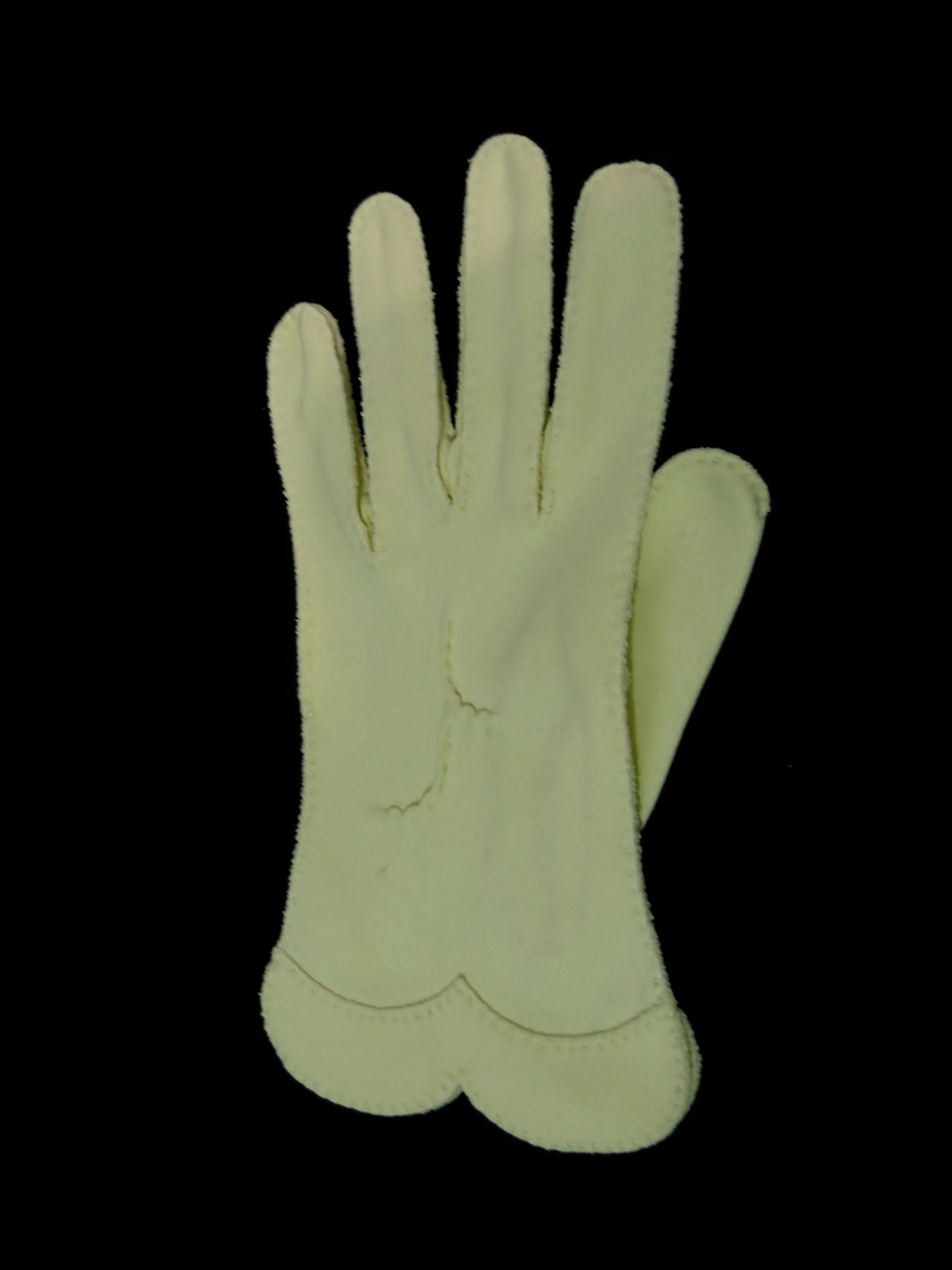 Short Cream Cotton Doeskin Gloves - S