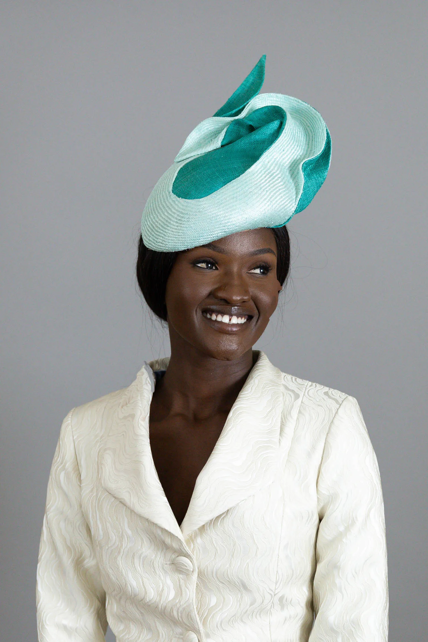 Side Beret in Mint and Grass Green