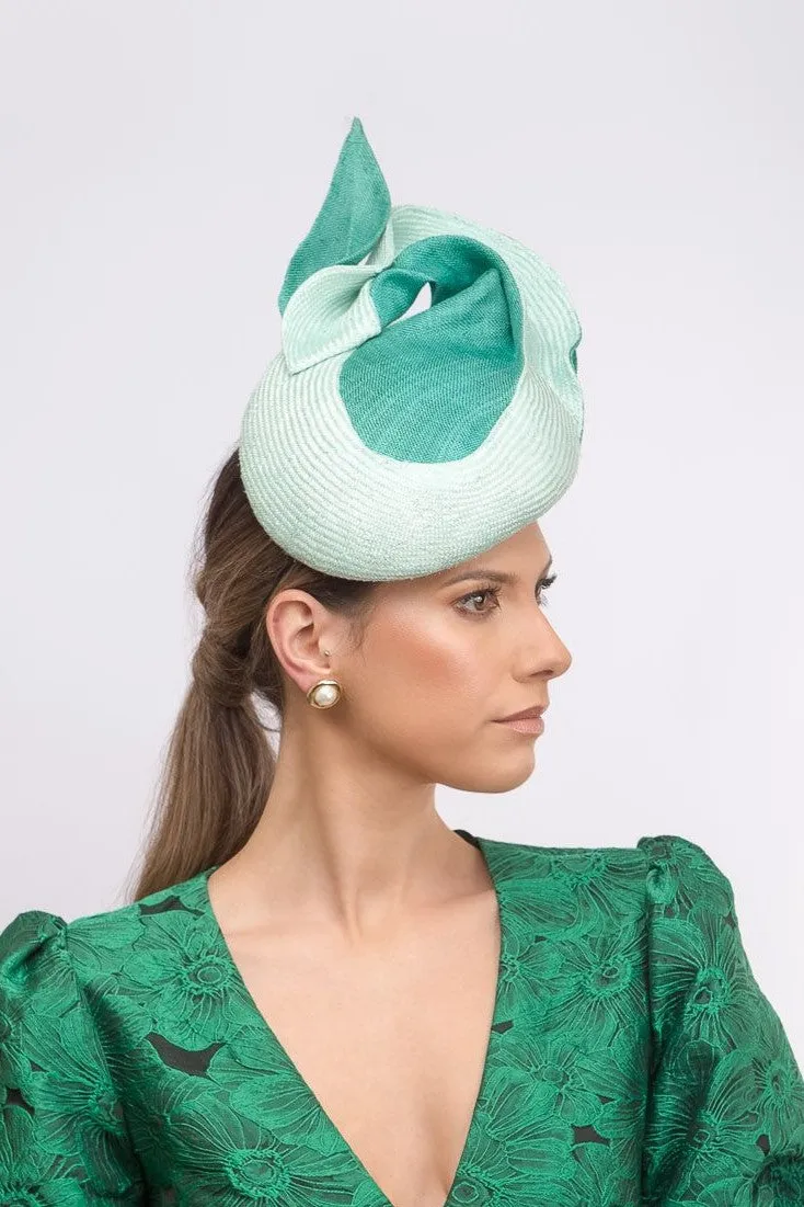 Side Beret in Mint and Grass Green