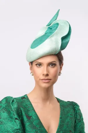 Side Beret in Mint and Grass Green