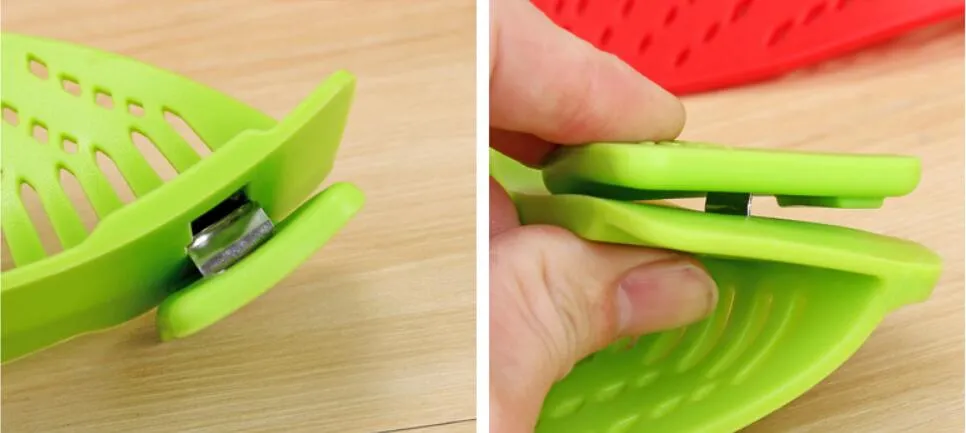 Silicone Clip-on Pot Pan Bowl Funnel Oil Strainer Creative Rice Washing Colander for Draining Liquid Fits All Pot Size | Brodtica.com