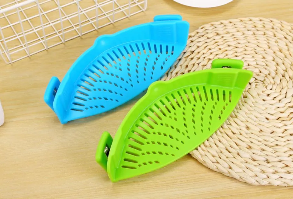 Silicone Clip-on Pot Pan Bowl Funnel Oil Strainer Creative Rice Washing Colander for Draining Liquid Fits All Pot Size | Brodtica.com