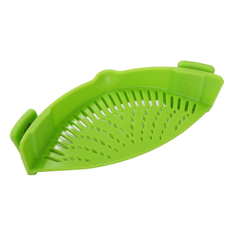 Silicone Clip-on Pot Pan Bowl Funnel Oil Strainer Creative Rice Washing Colander for Draining Liquid Fits All Pot Size | Brodtica.com