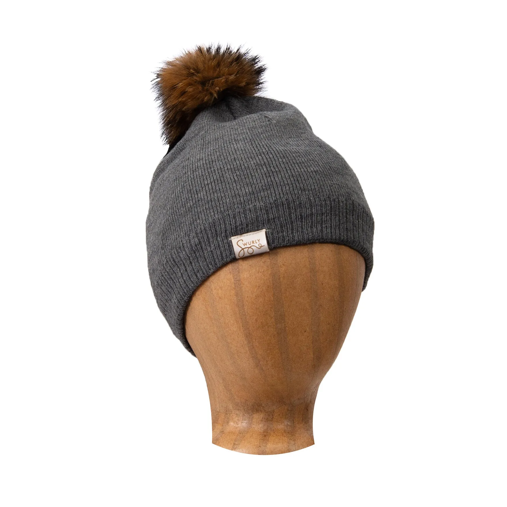 Silk Lined Knit Beanies with Removable Pom Pom