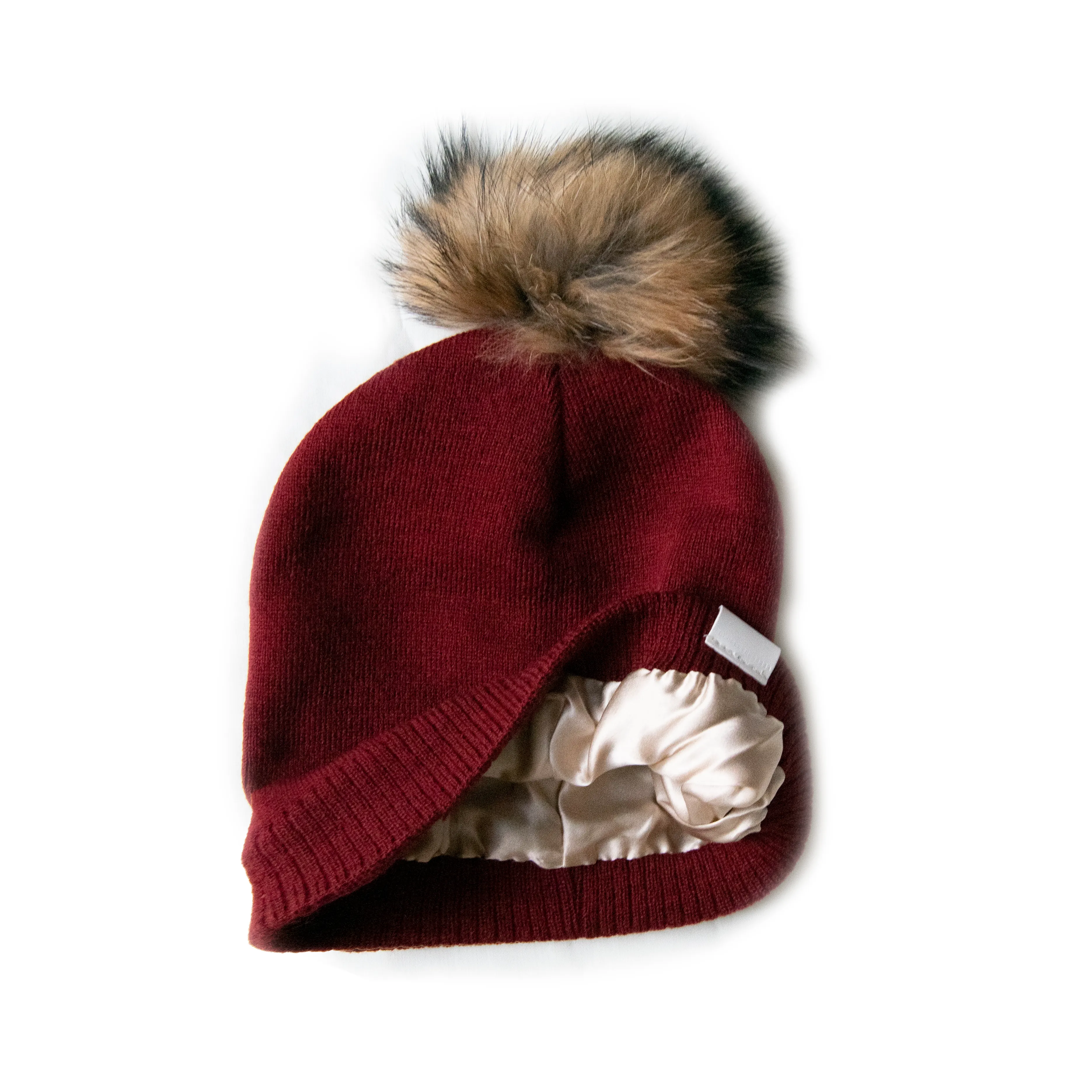 Silk Lined Knit Beanies with Removable Pom Pom