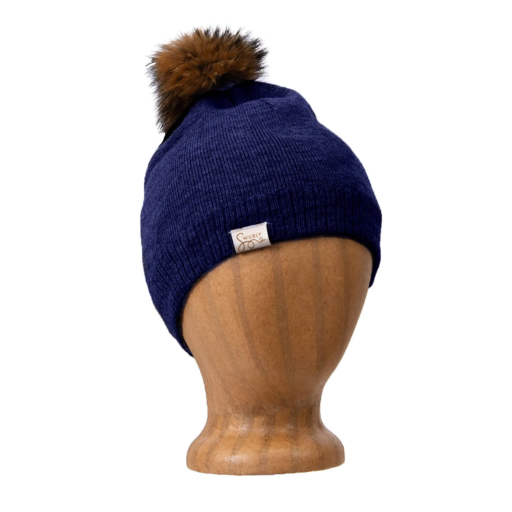 Silk Lined Knit Beanies with Removable Pom Pom