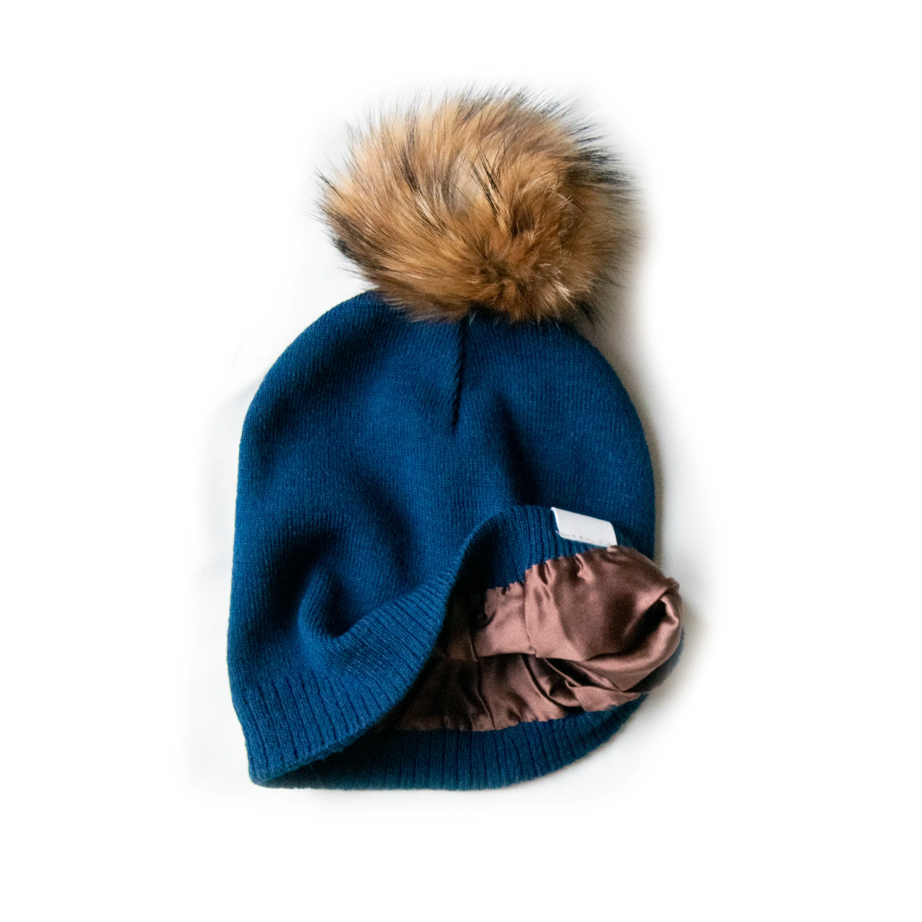 Silk Lined Knit Beanies with Removable Pom Pom