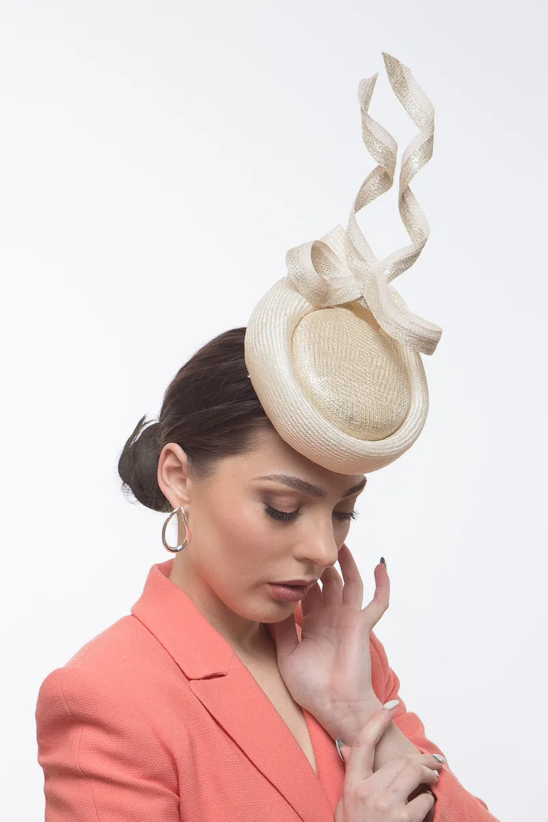 Silver and Cream Percher Button Hat