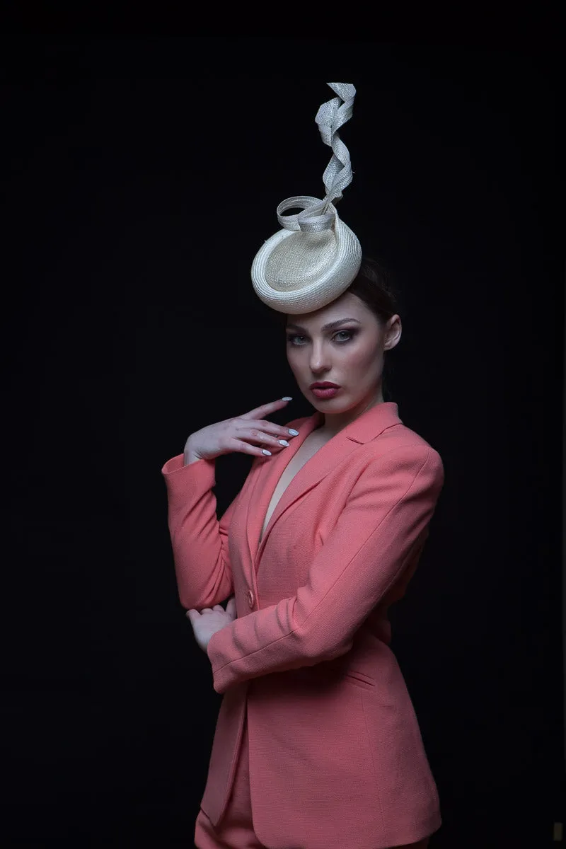 Silver and Cream Percher Button Hat