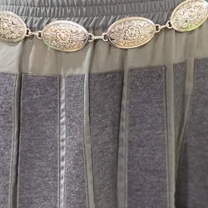 Silver Antiqued Floral Oval Link Chain Belt