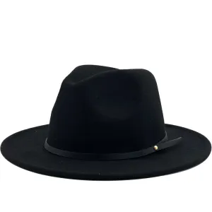 Simple Women Men Wool Vintage Gangster Trilby Felt Fedora Hat With Wide Brim Gentleman Elegant Lady Winter Autumn Jazz Caps