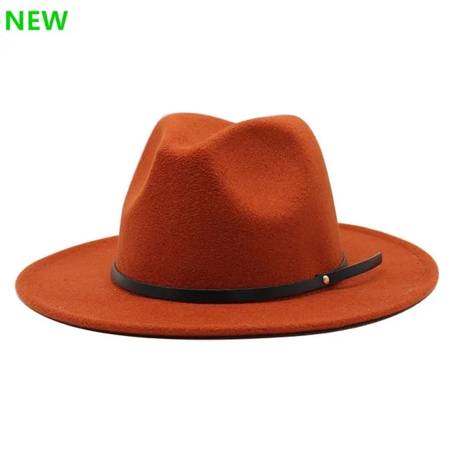 Simple Women Men Wool Vintage Gangster Trilby Felt Fedora Hat With Wide Brim Gentleman Elegant Lady Winter Autumn Jazz Caps