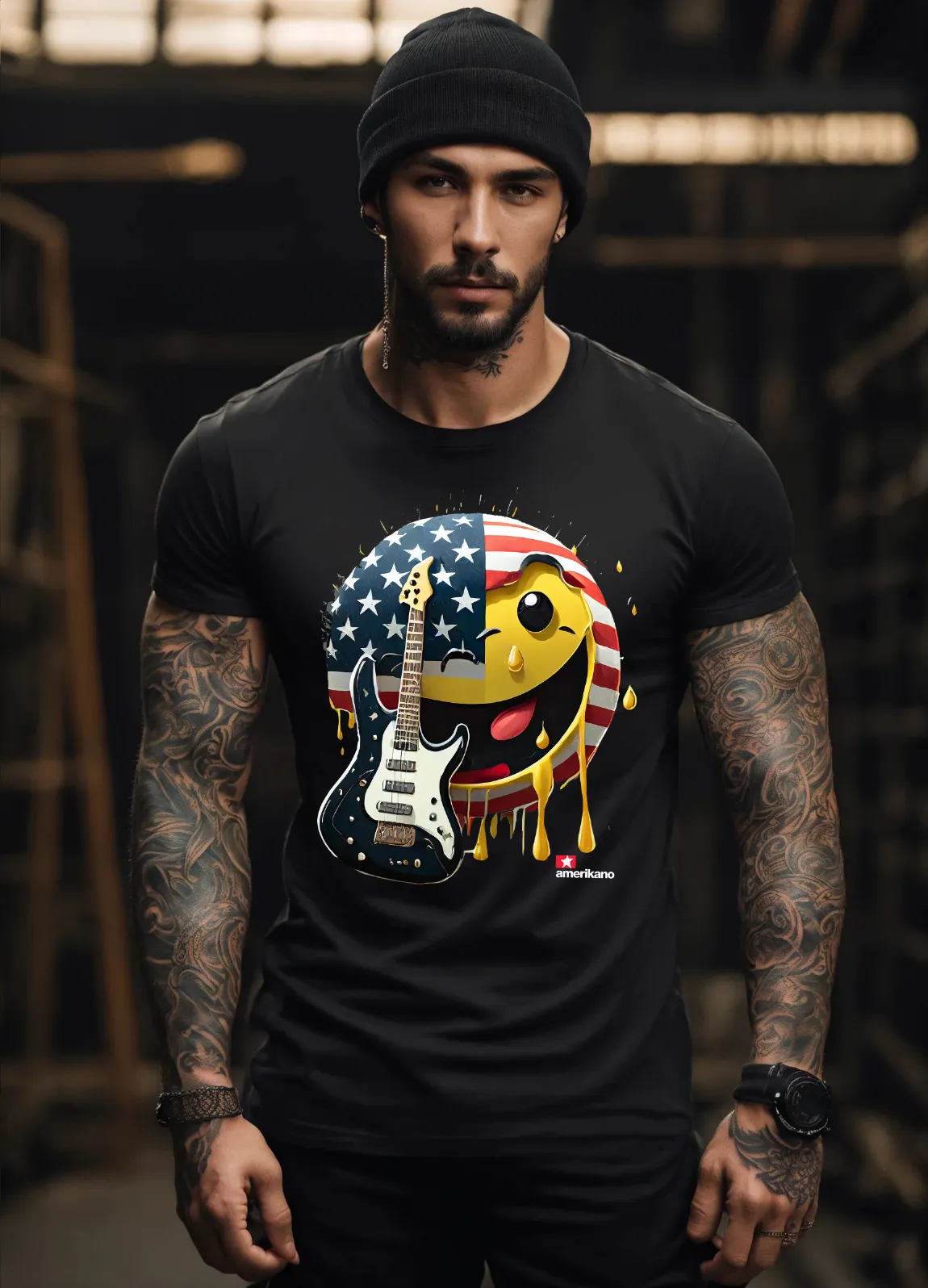 Smile US Flag Amerikano TM Exclusive T-Shirts | Grooveman Music