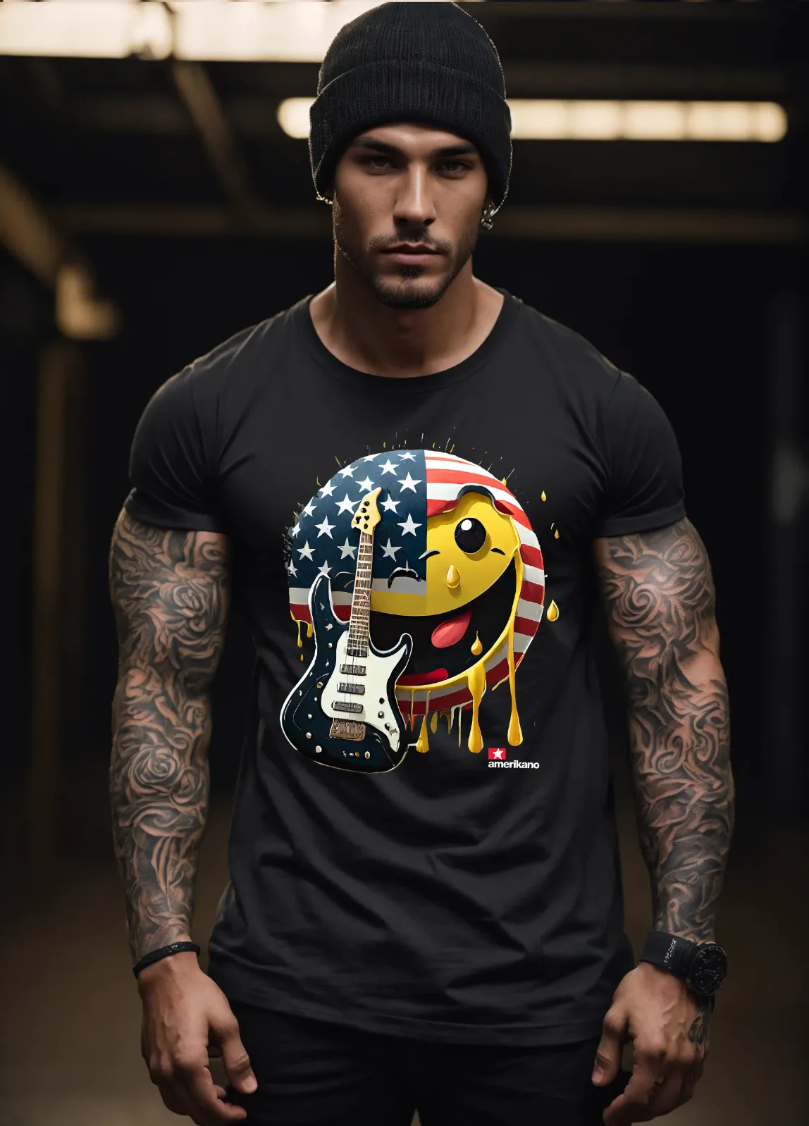 Smile US Flag Amerikano TM Exclusive T-Shirts | Grooveman Music