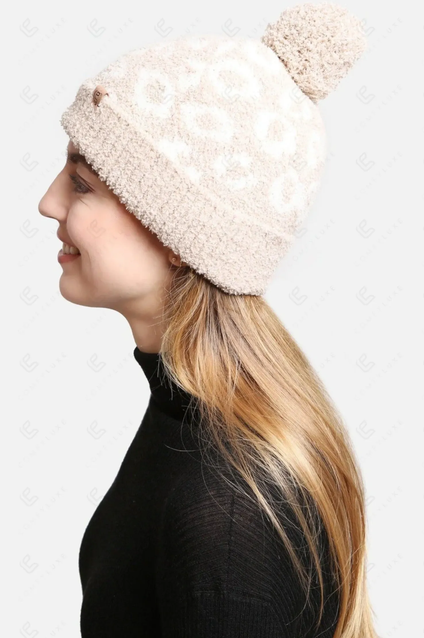 Snow Leopard Pom Pom Hat
