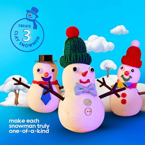 Snowman Making Kit for Kids - Build a Snow Man Craft Kits for Girls, Boys, Toddlers Ages 3  Kid Winter Christmas Crafts Activities Stocking Stuffers Fun Toys Ideas for 3, 4, 5, 6, 7, 8 Year Old