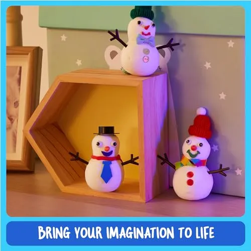 Snowman Making Kit for Kids - Build a Snow Man Craft Kits for Girls, Boys, Toddlers Ages 3  Kid Winter Christmas Crafts Activities Stocking Stuffers Fun Toys Ideas for 3, 4, 5, 6, 7, 8 Year Old