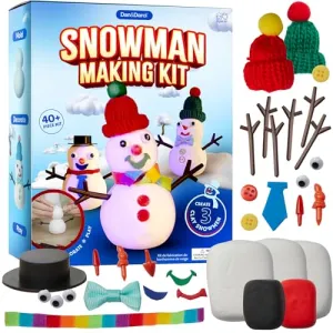 Snowman Making Kit for Kids - Build a Snow Man Craft Kits for Girls, Boys, Toddlers Ages 3  Kid Winter Christmas Crafts Activities Stocking Stuffers Fun Toys Ideas for 3, 4, 5, 6, 7, 8 Year Old