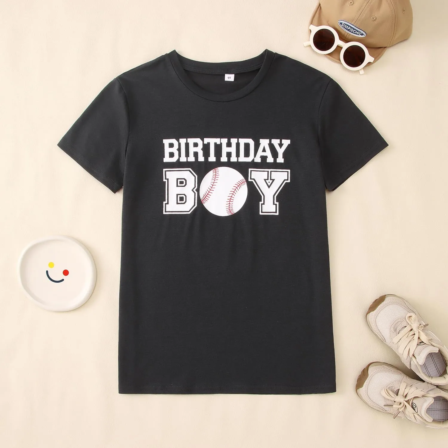 SOFEON Baseball Birthday Boy Shirts 6th 7th 8th 9th 10th Boys Birthday Party T-Shirt Kids Baseball Gift Short Sleeve Tees