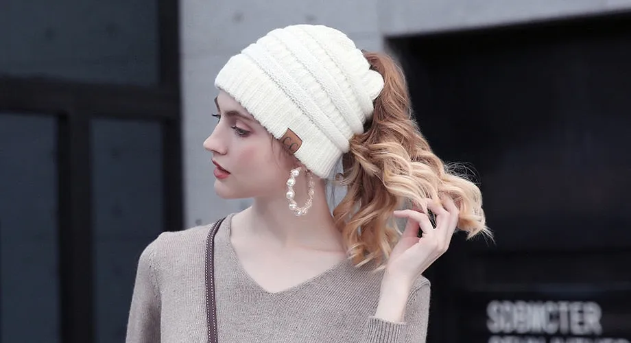 Soft Knit Ponytail Beanie 2018