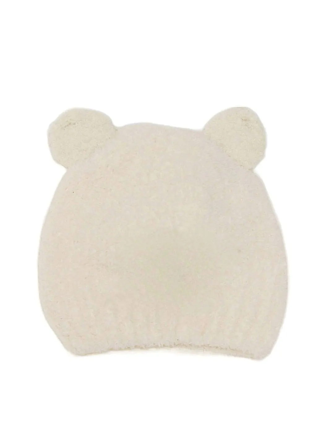 Soft Knitted Bear Beanie for Boys, White, 6-18 Months