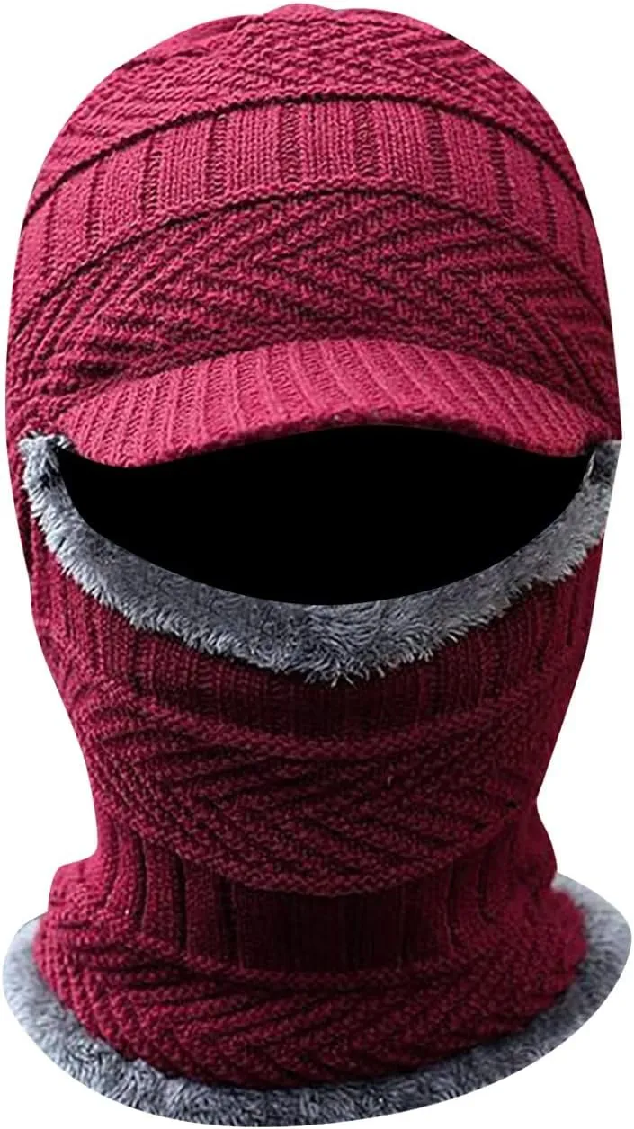 Soft Thicken Wool Ski Hat Men Warm Hats Neck Warm Winter Wool Hat Set Women Men Knitted Cap Scarf The Office