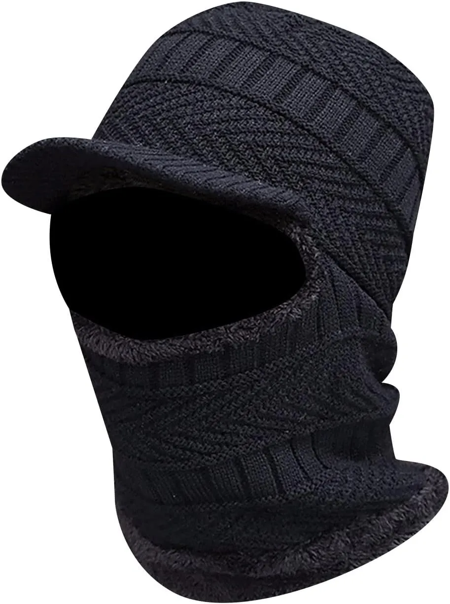 Soft Thicken Wool Ski Hat Men Warm Hats Neck Warm Winter Wool Hat Set Women Men Knitted Cap Scarf The Office