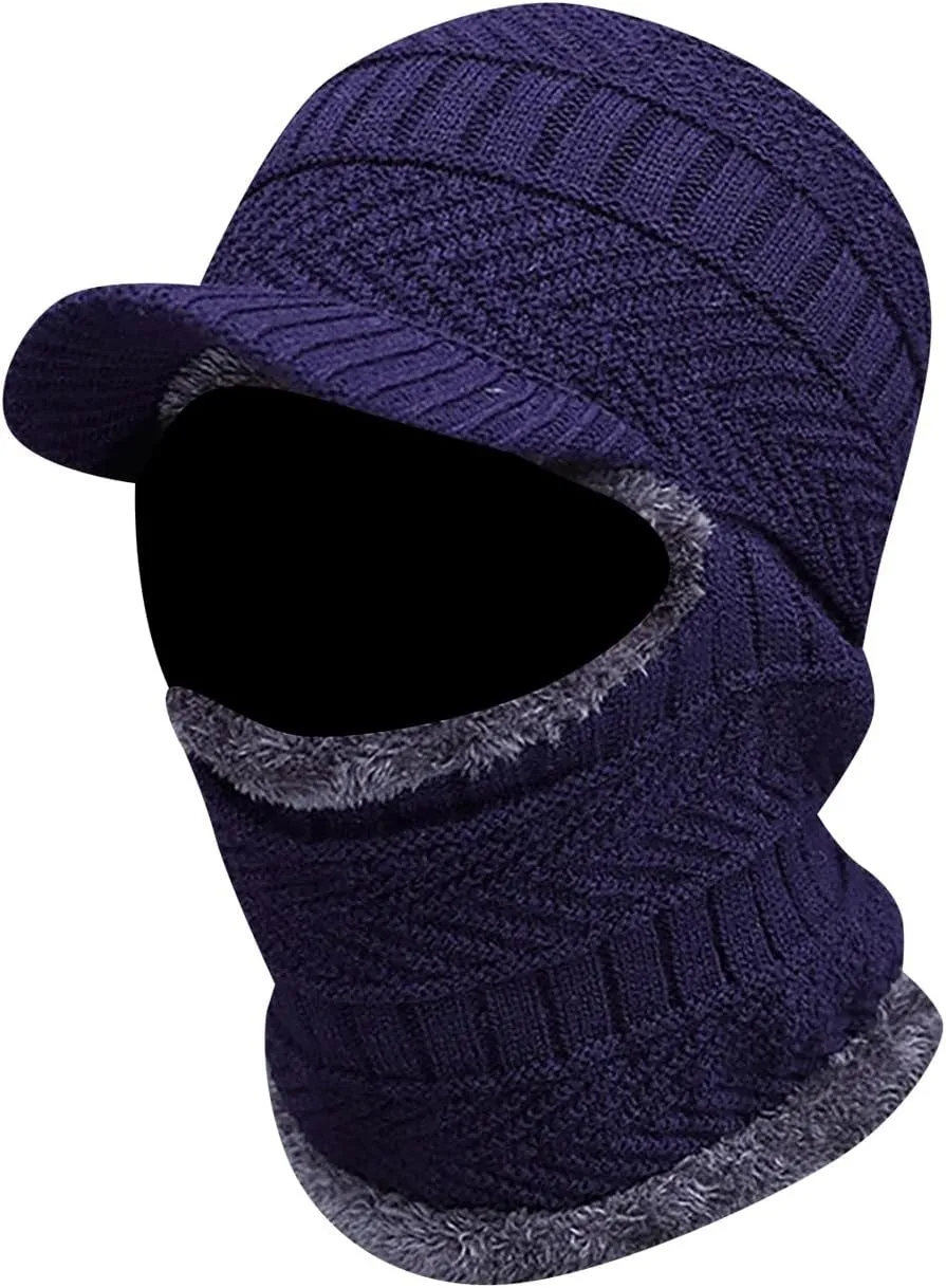 Soft Thicken Wool Ski Hat Men Warm Hats Neck Warm Winter Wool Hat Set Women Men Knitted Cap Scarf The Office