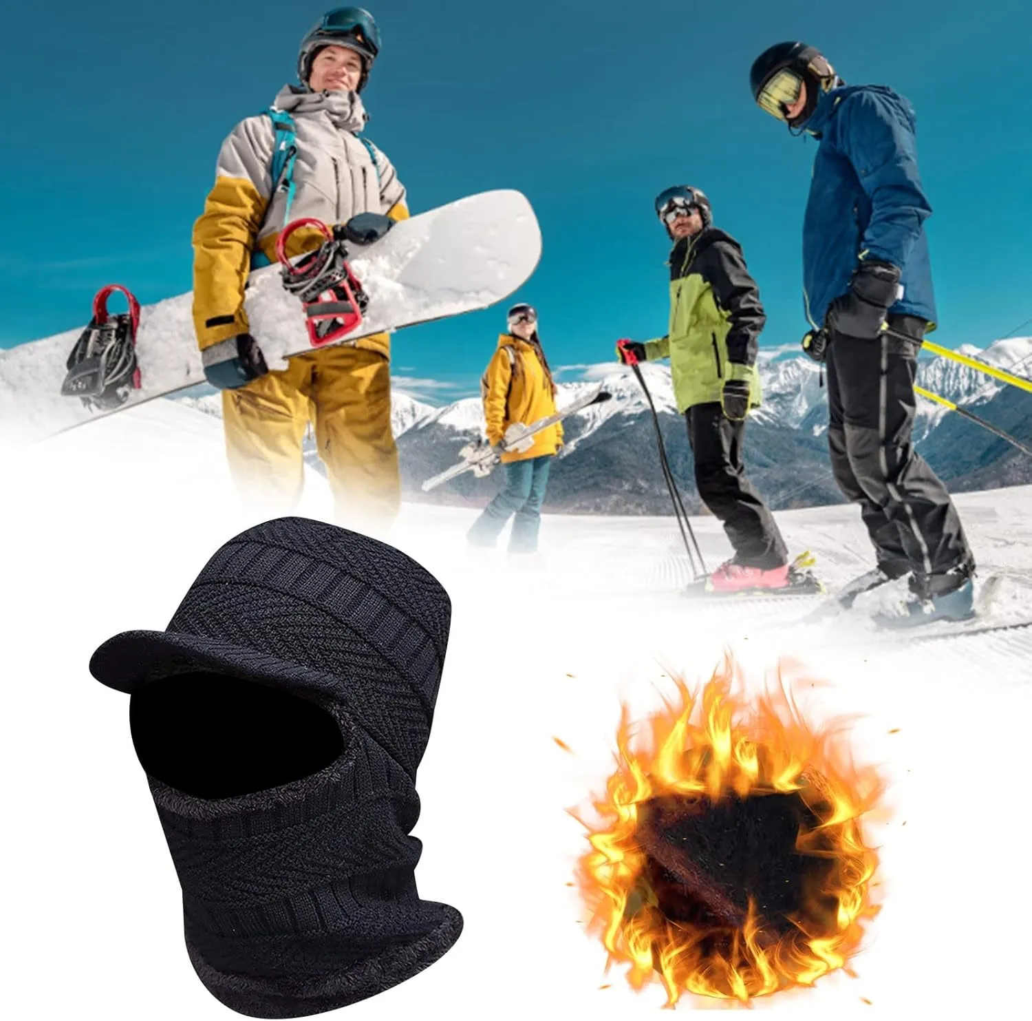 Soft Thicken Wool Ski Hat Men Warm Hats Neck Warm Winter Wool Hat Set Women Men Knitted Cap Scarf The Office