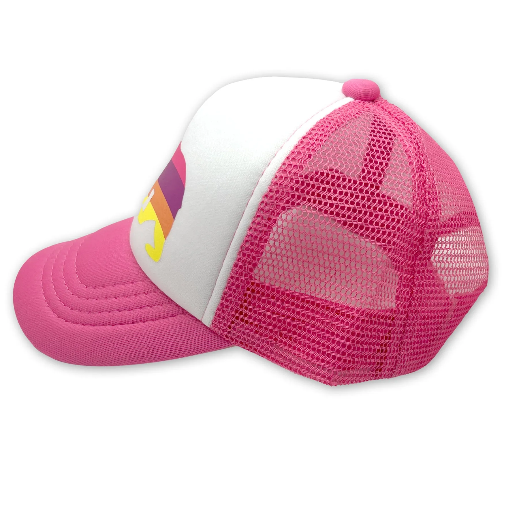 Sol Baby California Bear Striped Pink Trucker Hat