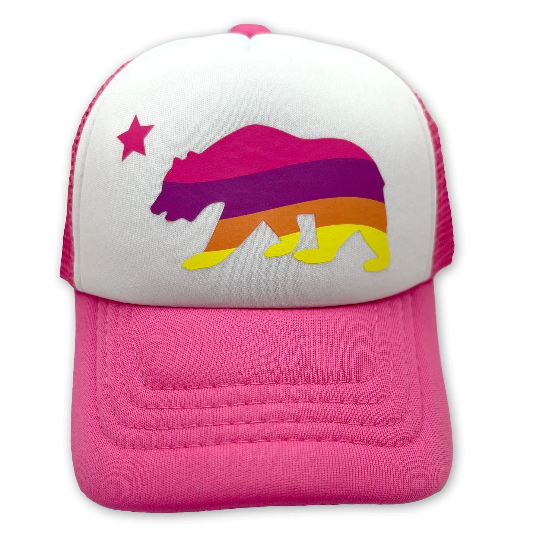 Sol Baby California Bear Striped Pink Trucker Hat