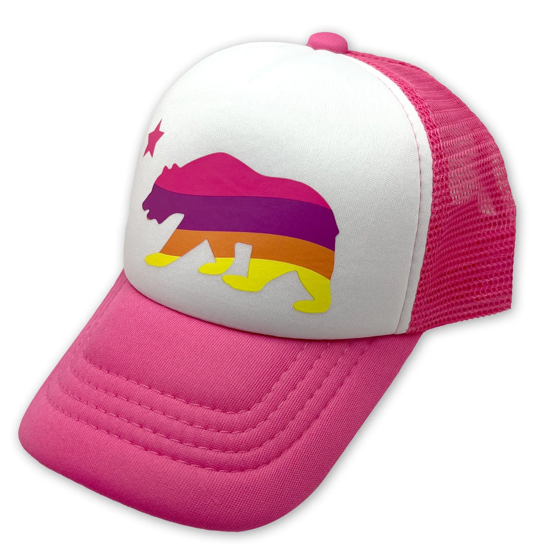 Sol Baby California Bear Striped Pink Trucker Hat