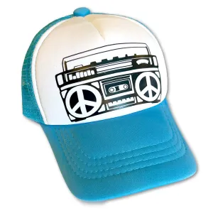 Sol Baby Peace Boombox Aqua Trucker Hat