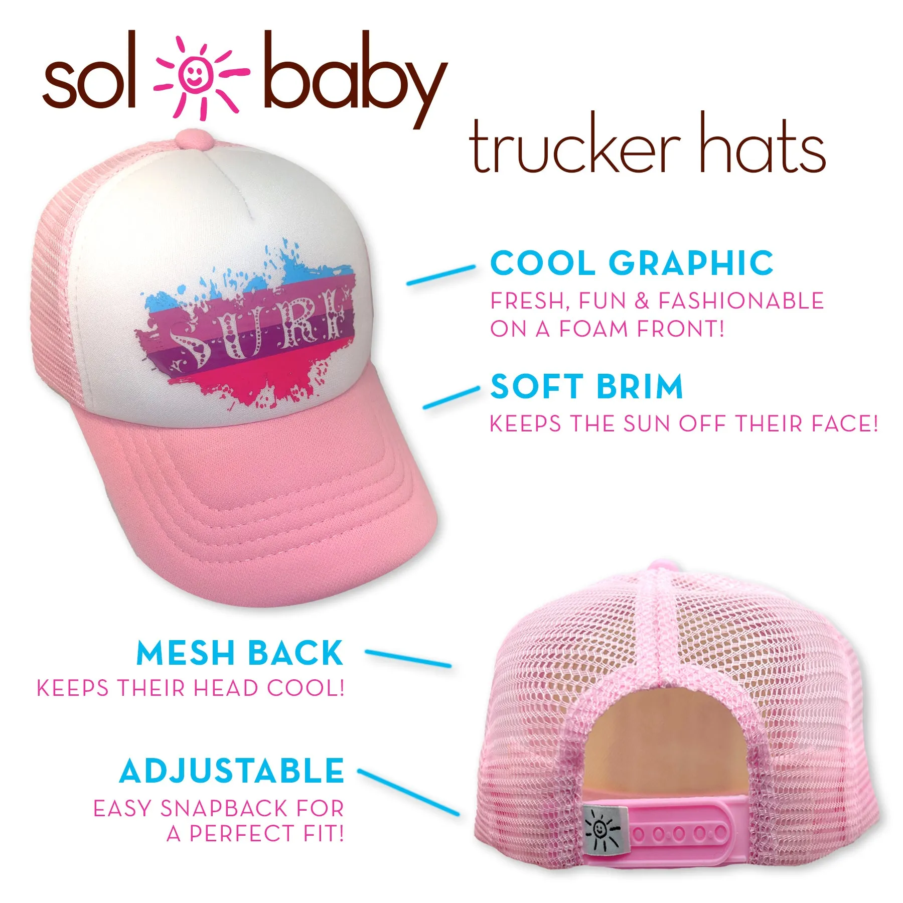 Sol Baby Surf Splash Pink Trucker Hat