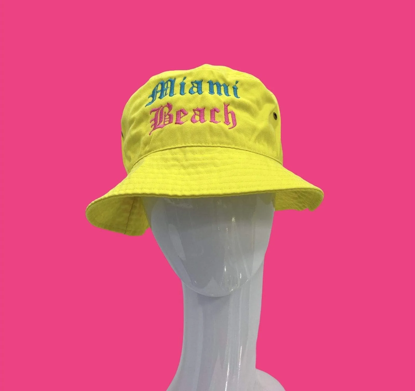 Solid Bucket Miami Beach Fitted Hat