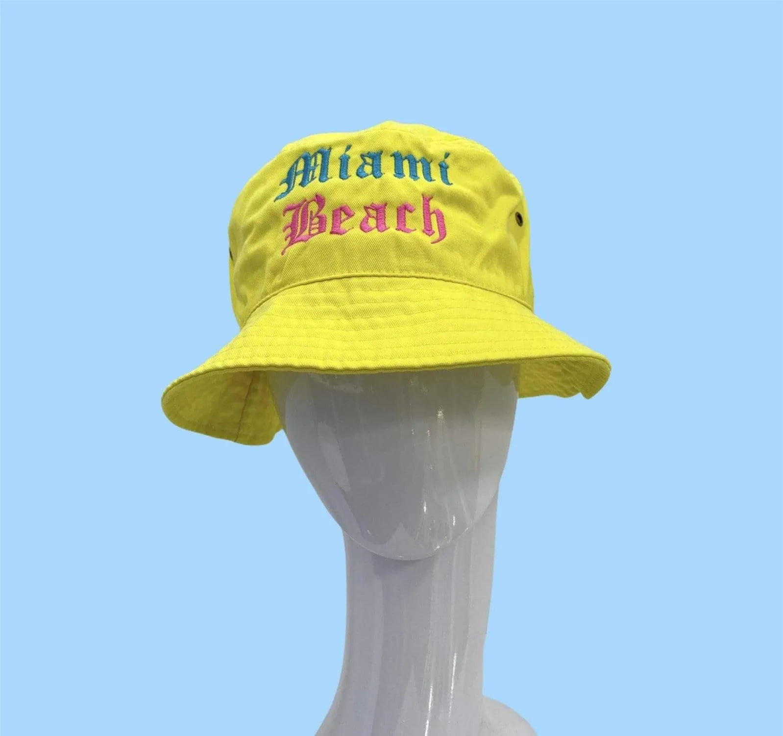 Solid Bucket Miami Beach Fitted Hat