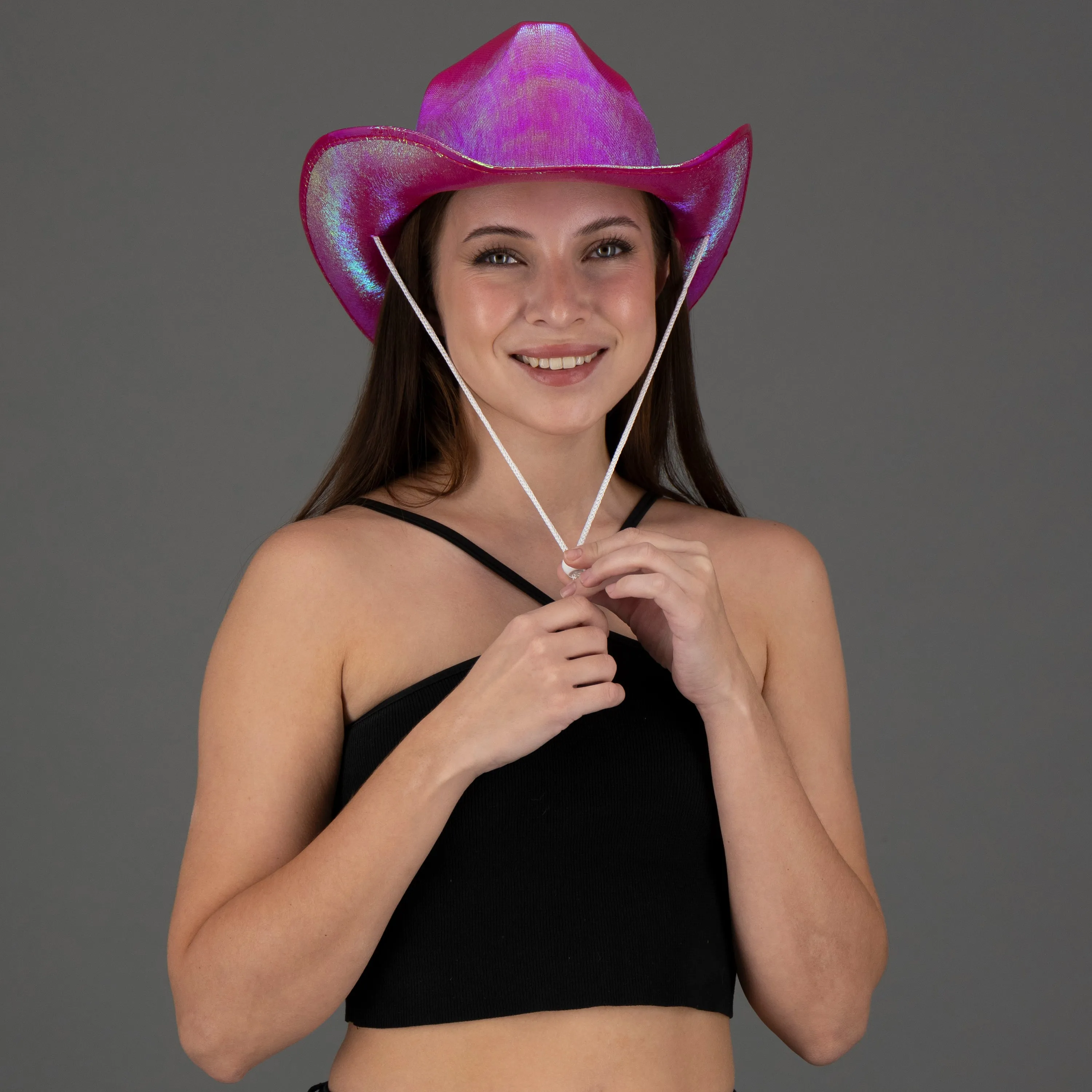 Sparkly Iridescent Glitter Space Pink Cowboy Hat