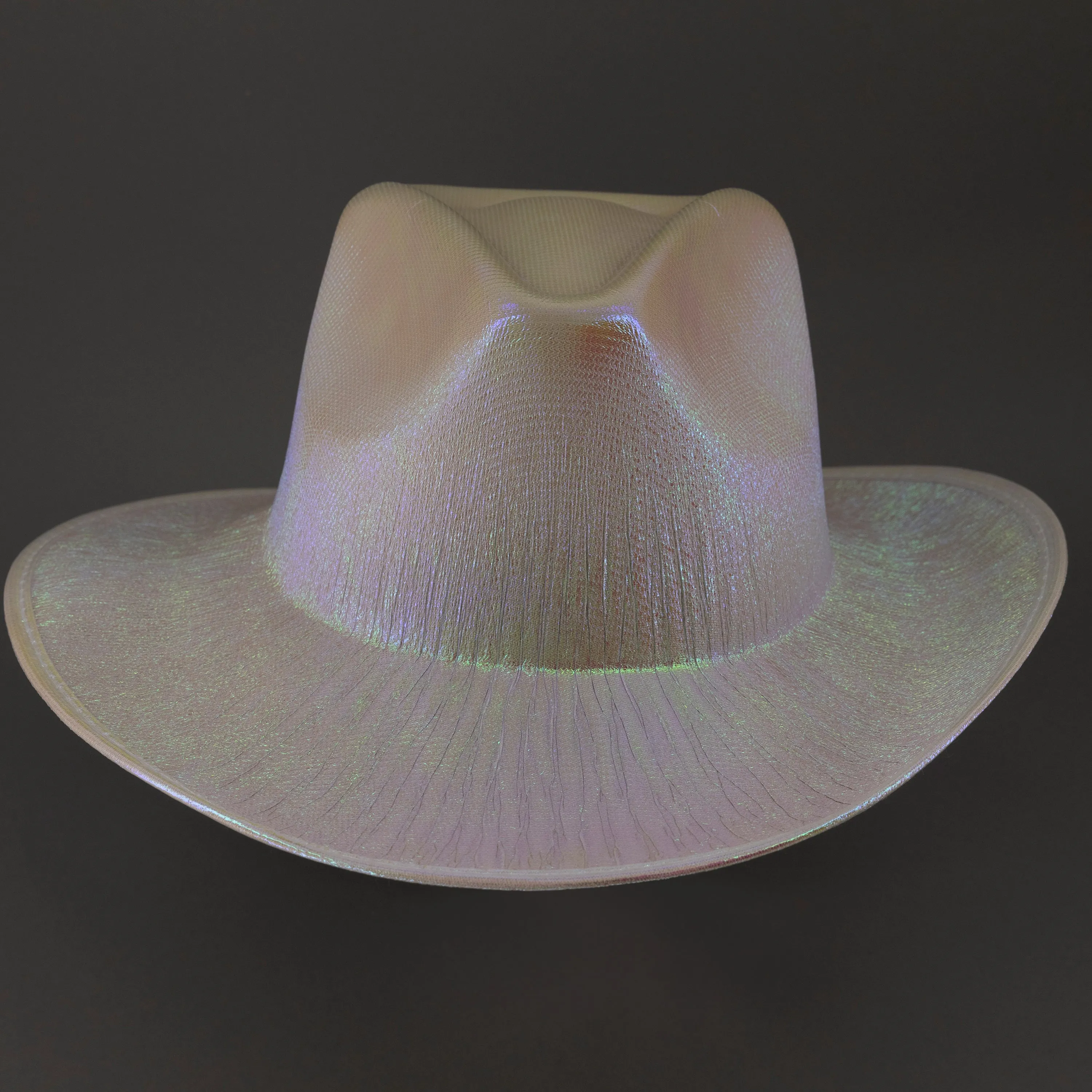 Sparkly Iridescent Glitter Space White Cowboy Hats - Pack of 2