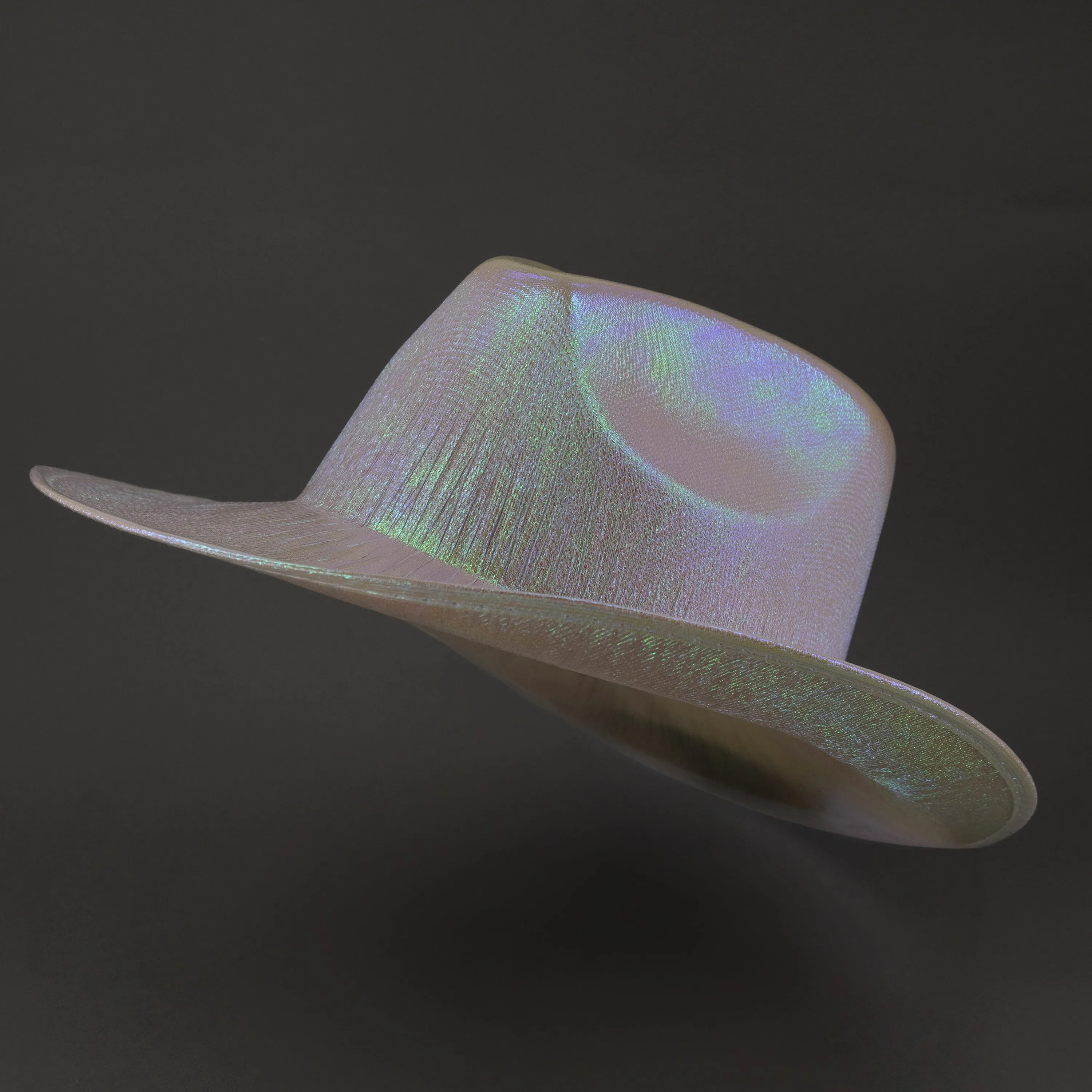 Sparkly Iridescent Glitter Space White Cowboy Hats - Pack of 2