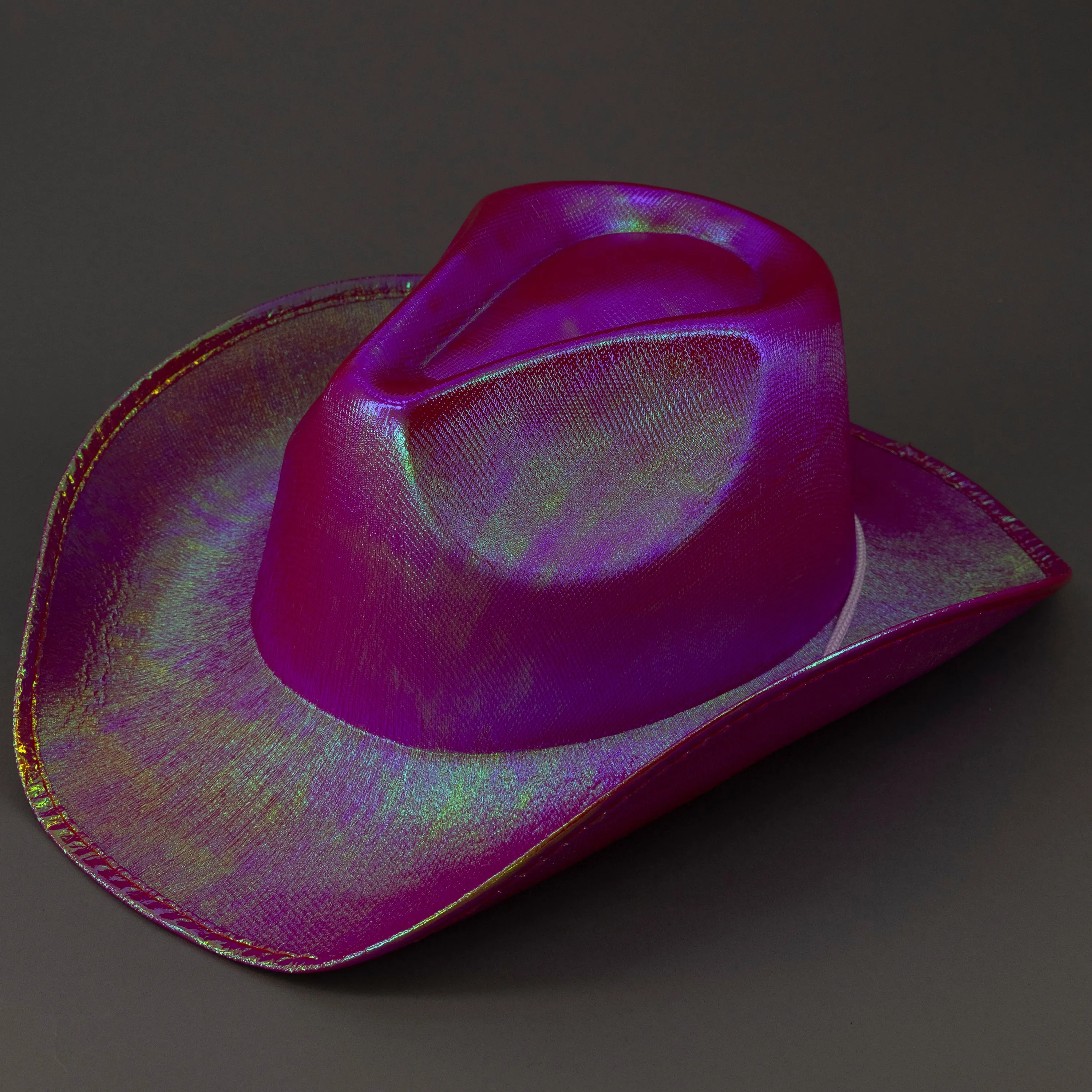 Sparkly Metallic Holographic Iridescent Cowboy Hats - Assorted Pack of 12