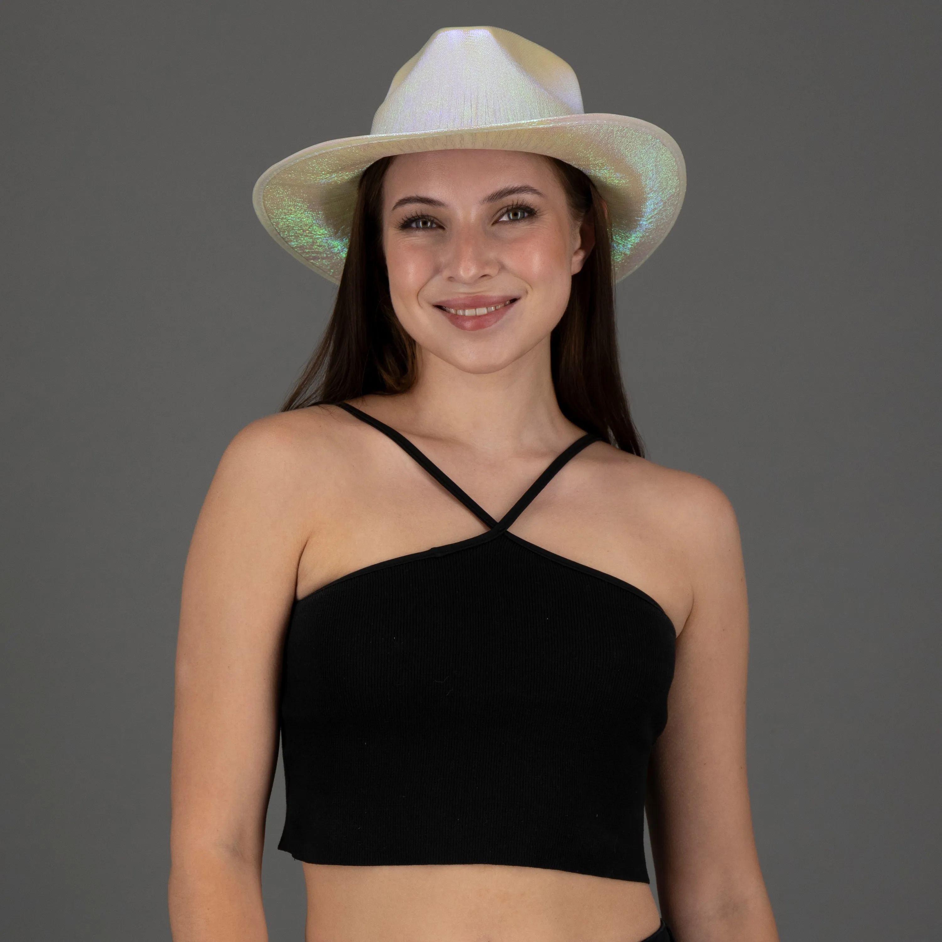 Sparkly Metallic Holographic Iridescent Cowboy Hats - Assorted Pack of 12