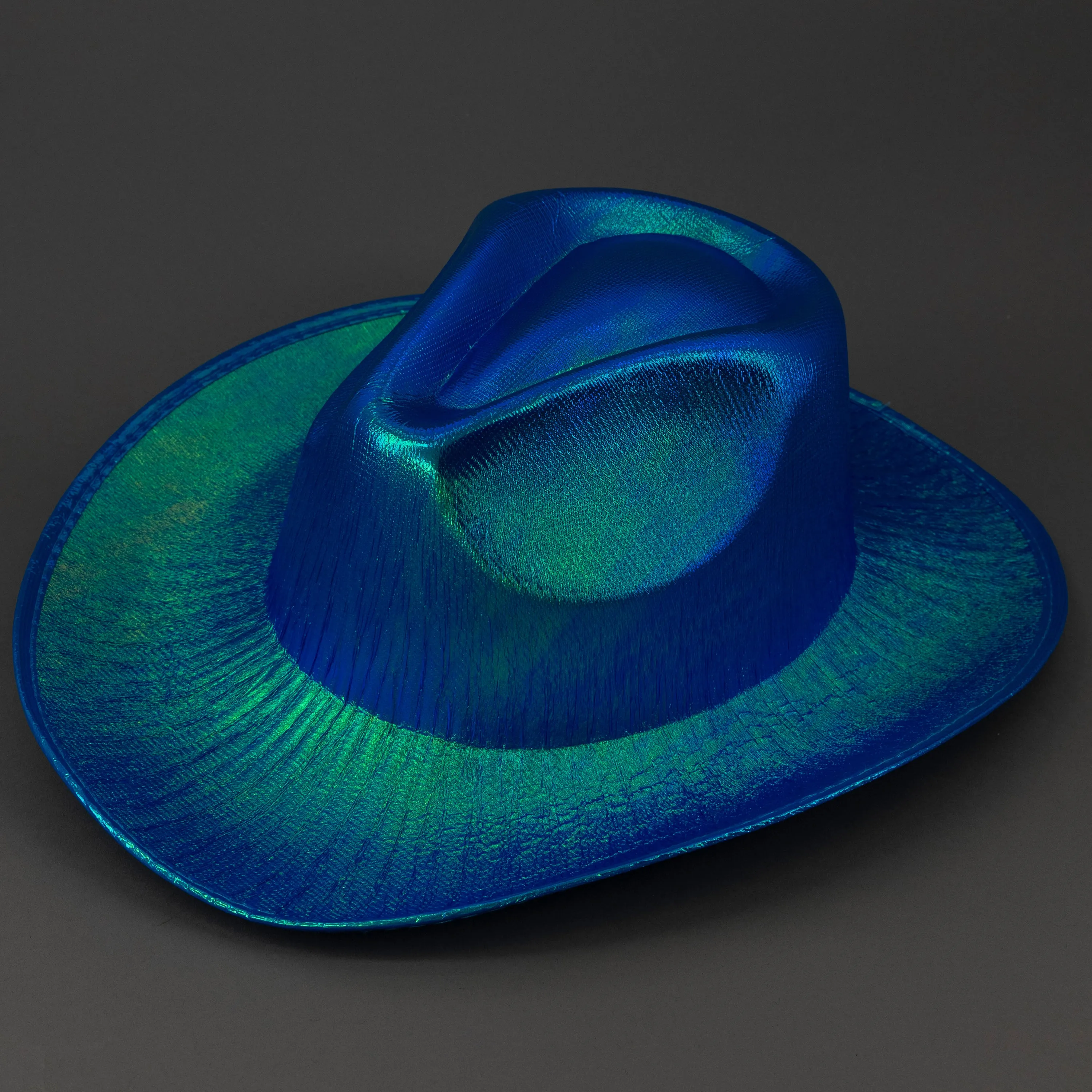 Sparkly Metallic Holographic Iridescent Cowboy Hats - Assorted Pack of 12